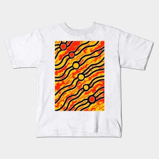 Aboriginal Art - Bush Fire Kids T-Shirt